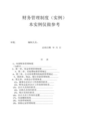 企业内部财务管理制度(实例)
